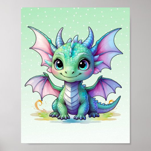 Pastel Baby Dragon Print ポスター (正面)