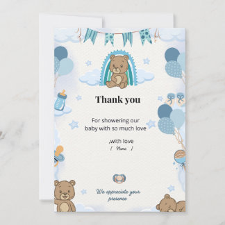 Pastel Baby Shower Thank You Card サンキューカード