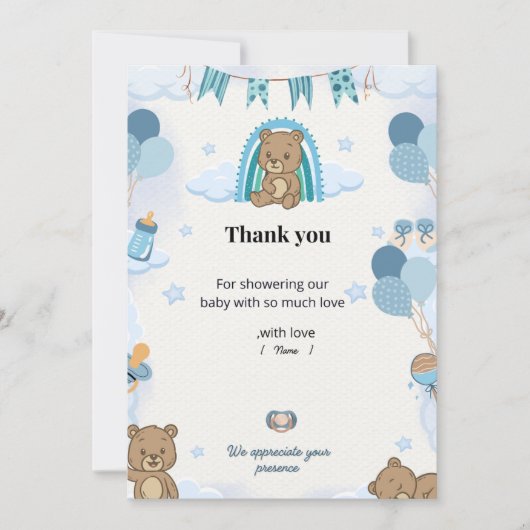 Pastel Baby Shower Thank You Card サンキューカード (正面)