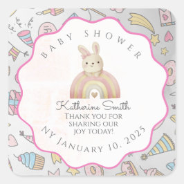  Pastel Baby Stickers: Adorable Icons, Editable スクエアシール
