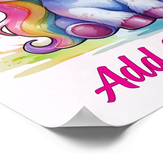 Pastel Baby Unicorn – Custom Name Poster ポスター (角)