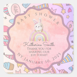 PASTEL babyshower Adorable Editable Celebration スクエアシール