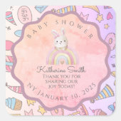 PASTEL babyshower Adorable Editable Celebration  スクエアシール (正面)