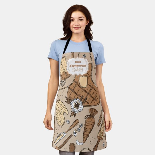 Pastel Bakery Branding エプロン (着用した状態)
