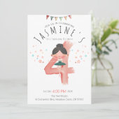 Pastel Ballerina 4th Birthday Girl  招待状 (スタンド正面)