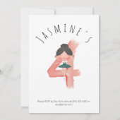 Pastel Ballerina 4th Birthday Girl  招待状 (裏面)