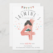 Pastel Ballerina 4th Birthday Girl  招待状 (正面/裏面)