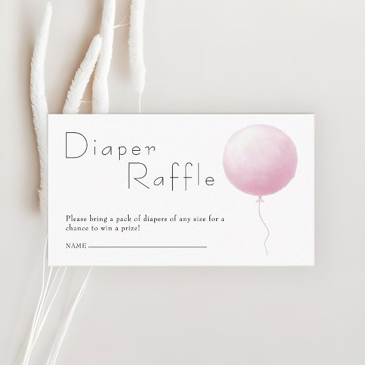 Pastel Balloon Baby Girl Shower Diaper Raffle エンクロージャーカード