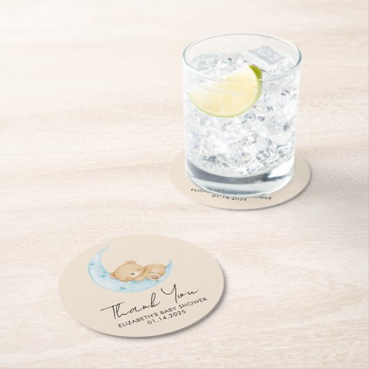 Pastel Balloon Baby Shower ラウンドペーパーコースター (インサイチュ)