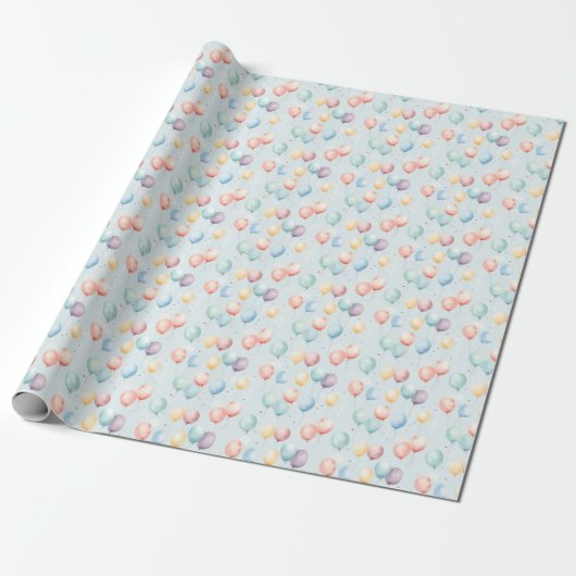 Pastel Balloon Nursery Pattern, Soft Rainbow Boys  ラッピングペーパー (アンロールド)