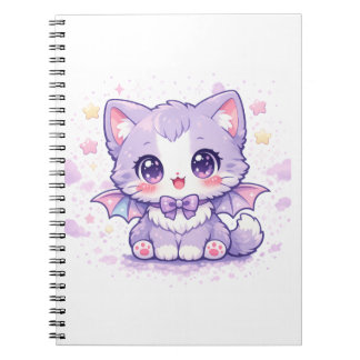 Pastel Bat Kitty Kawaii Lavender Winged ノートブック