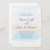 Pastel Beach Sunset Tropical Palm Leaf Wedding 招待状 (正面/裏面)