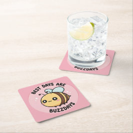 Pastel Bee Coasters – Scandinavian Nursery Decor スクエアペーパーコースター