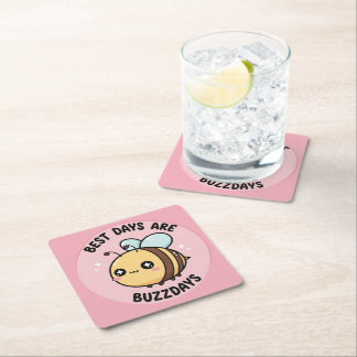 Pastel Bee Coasters – Scandinavian Nursery Decor スクエアペーパーコースター