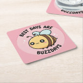 Pastel Bee Coasters – Scandinavian Nursery Decor スクエアペーパーコースター (アングル)