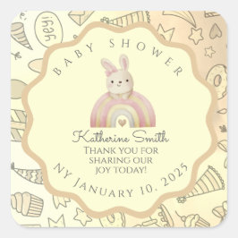 pastel beige Whimsical Pastel Stickers Babyshower スクエアシール