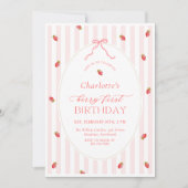 Pastel Berry First Birthday Invitation 招待状 (正面)