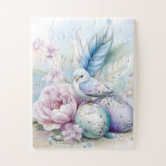 Pastel Bird, Peony and Easter Eggs ジグソーパズル