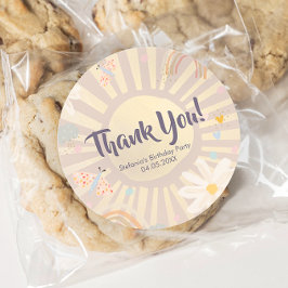 Pastel Birthday Girl Pink Thank You Round Sticker ラウンドシール