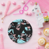 Pastel Black Blue Pink Grey abstract ペーパープレート (パーティー)