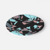 Pastel Black Blue Pink Grey abstract ペーパープレート (アングル)