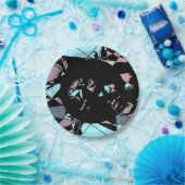 Pastel Black Blue Pink Grey abstract ペーパープレート (パーティー)