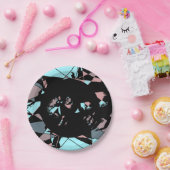 Pastel Black Blue Pink Grey abstract ペーパープレート (パーティー)