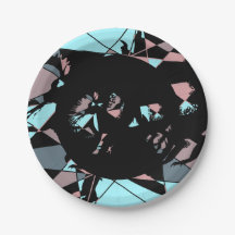 Pastel Black Blue Pink Grey abstract 