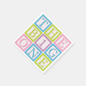 Pastel Block Letter Big One First Birthday Party スタンダードカクテルナプキン (角)