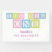 Pastel Block Letters The Big One First Birthday  横断幕 (横)