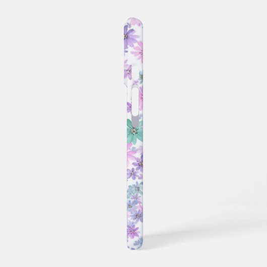 Pastel Bloom – Soft Floral Pattern Phone Case iPhone 16ケース (左側面)