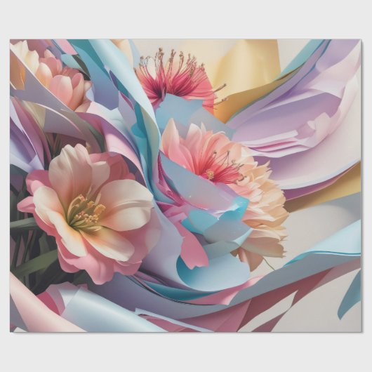 Pastel Bloom Whirl ラッピングペーパー (フラット)