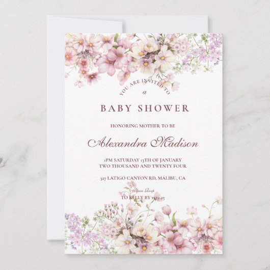 Pastel Blossom Baby Shower 招待状 (正面)