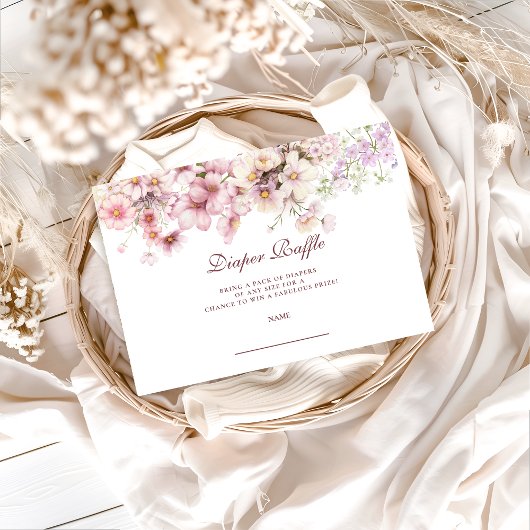 Pastel Blossom Baby Shower Diapper Raffle エンクロージャーカード