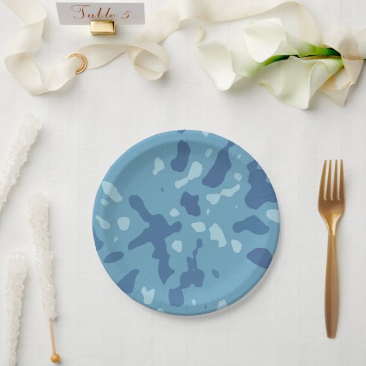 Pastel Blue Abstract Camo Pattern  ペーパープレート (ウェディング)