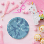 Pastel Blue Abstract Camo Pattern  ペーパープレート (パーティー)