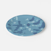 Pastel Blue Abstract Camo Pattern  ペーパープレート (アングル)