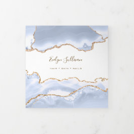 pastel blue Agate Trifold Brochure 三つ折りカード