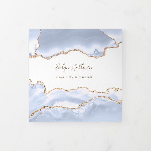 pastel blue Agate Trifold Brochure 三つ折りカード (カバー)