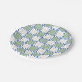 Pastel Blue and Green Painted Checkers ペーパープレート (アングル)