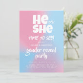 Pastel Blue and Pink Cloud He or She Gender Reveal 招待状 (スタンド正面)