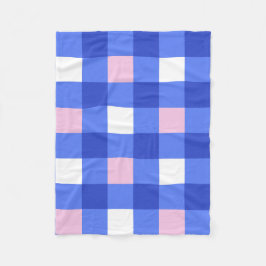Pastel Blue and Pink Gingham Check Pattern フリースブランケット