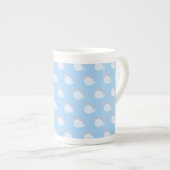 Pastel Blue and Pink Teapot Pattern ボーンチャイナマグカップ (正面右)