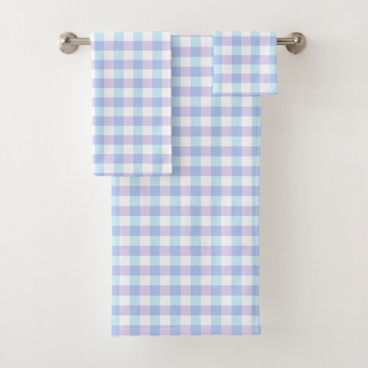 Pastel Blue and Purple Gingham バスタオルセット (インサイチュ)