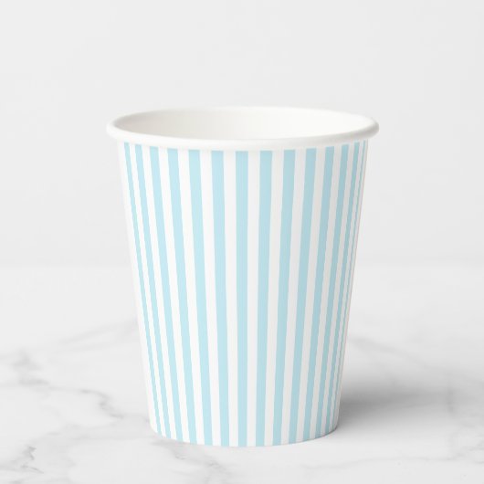 Pastel Blue and White Striped Paper Cups 紙コップ (裏面)