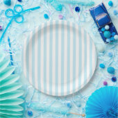 Pastel Blue and White Striped Paper Plate ペーパープレート (パーティー)