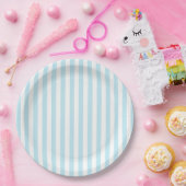 Pastel Blue and White Striped Paper Plate ペーパープレート (パーティー)
