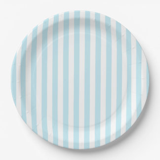 Pastel Blue and White Striped Paper Plate ペーパープレート