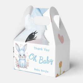 Pastel Blue Baby Shower Cute Bunny Party Treat Box フェイバーボックス