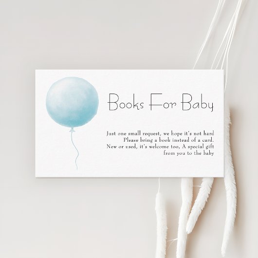 Pastel Blue Balloon Boy Baby Shower Books Request エンクロージャーカード